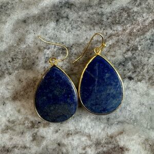 Panacea blue stone teardrop earring in gold